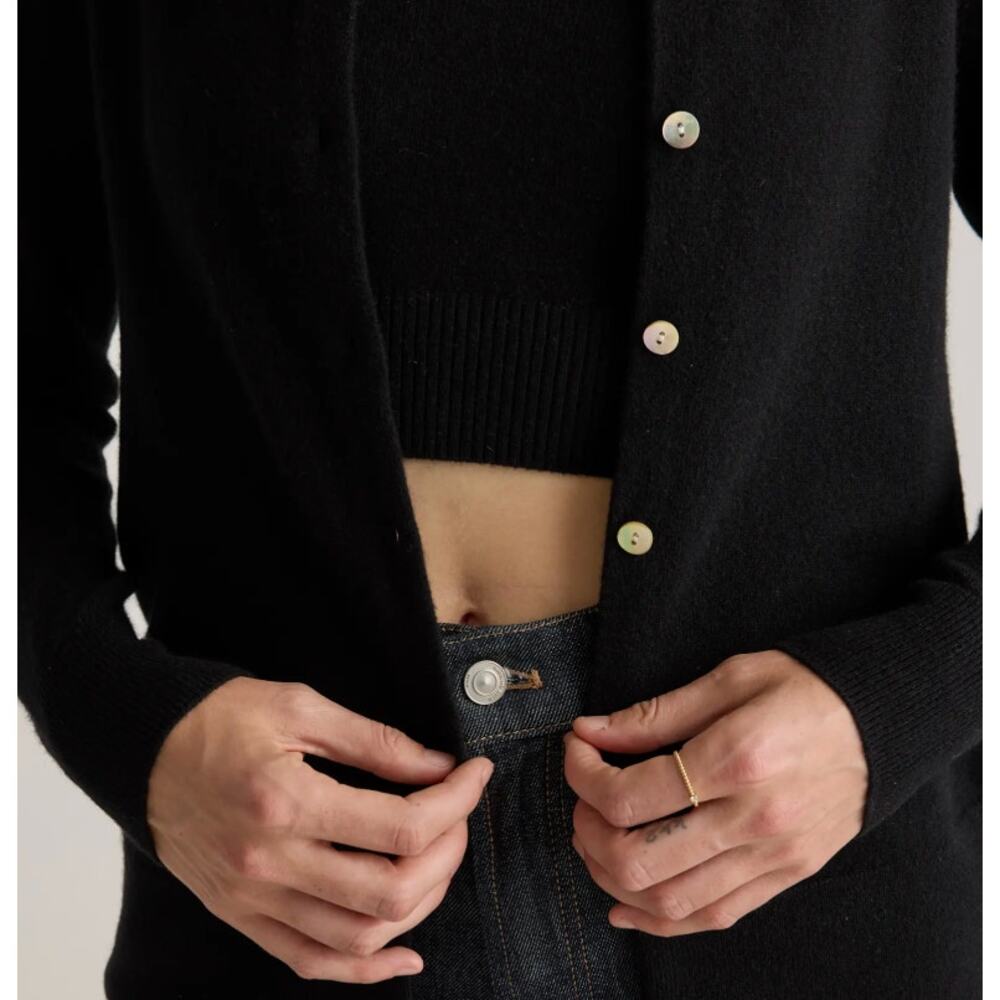 Quince NEW Black Mongolian Cashmere Cardigan Sweater, Small